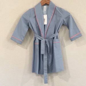 NEW Babychi Boys Sz 4-6Y Organic Lead Blue Robe‎ ALF Belt Closure 100% Cotton